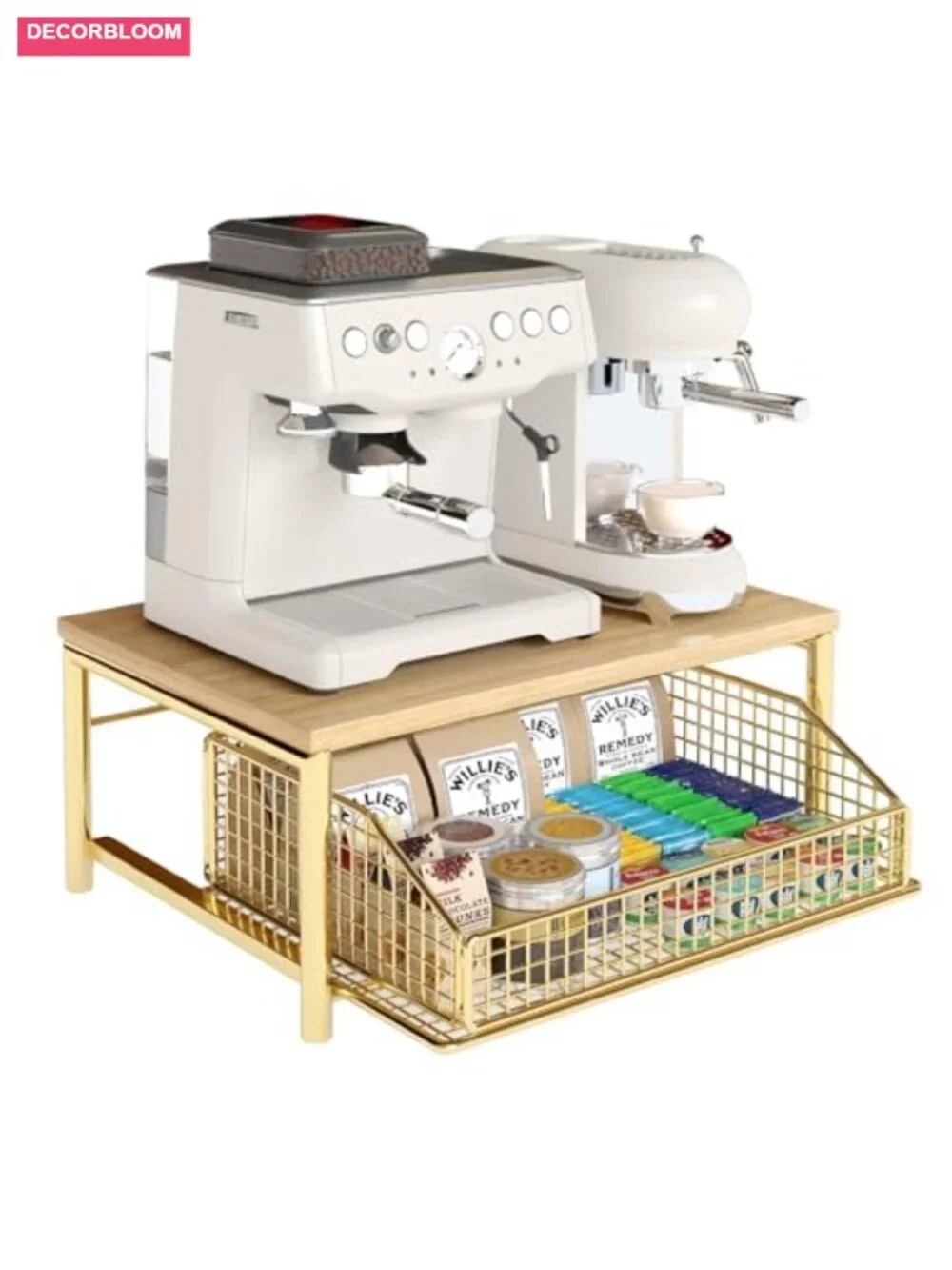 Coffee Pod Drawer Holder, Kitchen Counter Organizer with Pull-Out Basket, Metal